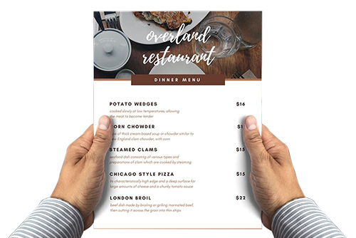 hand holding menu
